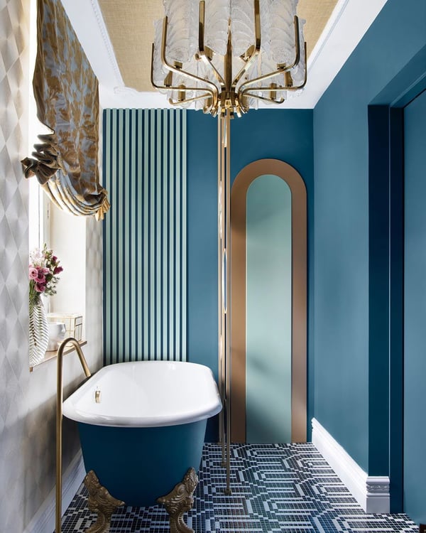 delectable blue bathroom at The Berries Club